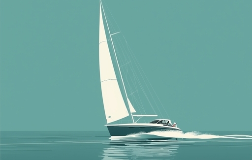 A clean sailboat cutting through open water